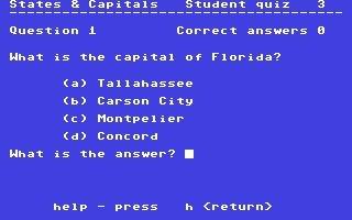 Screenshot for States and Capitals Quiz
