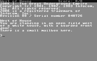 Screenshot for Zork I - The Great Underground Empire